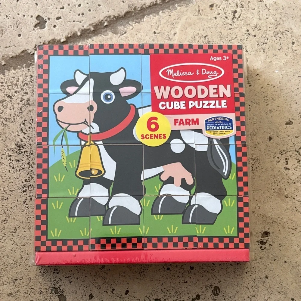 Melissa & Doug Farm Cube Puzzle - Red, Black, Green